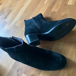 Boots Black Suede Women’s Ankle Heeled Boots with Side Zip